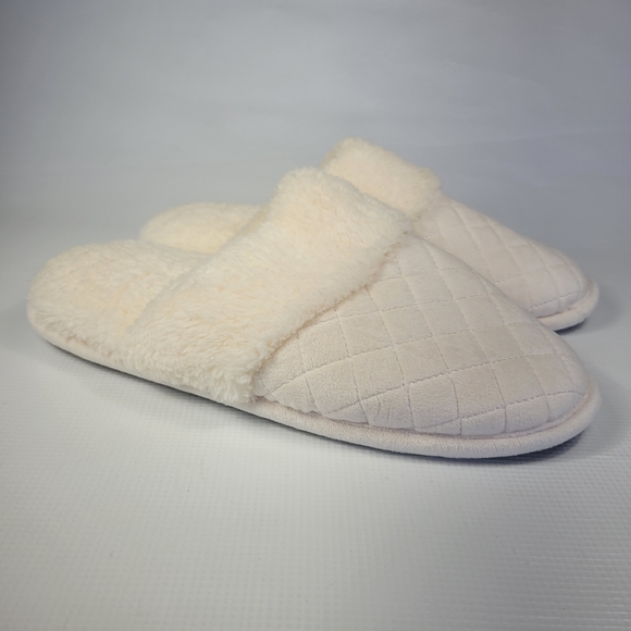 Dearfoams Women's Quilted Vamp Cream Terry Lining Slippers Size XL (11-12) - Picture 3 of 9